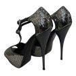 roberto cavalli Heels EU 36 Glitter Leather BRW OPEN TOE WRP ANKLE SILVER BCK For Discount