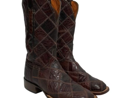 Lucchese Cowboy Boots US 7.5 Animal Pattern Leather BRW ANIMAL PATCHWORK Online Hot Sale