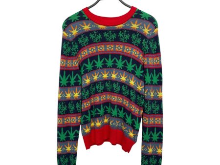 BODE Sweater S All Over Print Cotton GRN WEED LOGO CHRISTMAS on Sale