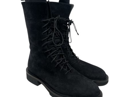 KHAITE Lace Up Boots EU 41 Suede BLK Combat Boots Hot on Sale