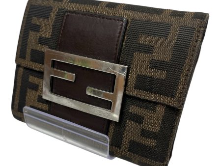 FENDI Trifold Wallet OS Monogram Polyester BRW  For Cheap