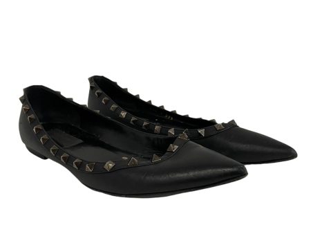 VALENTINO GARAVANI Flat Shoes EU 39 Leather BLK SPIKE BALLET FLATS Cheap