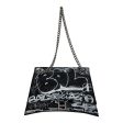 BALENCIAGA Clutch Bag All Over Print Leather BLK graffiti with chains Hot on Sale