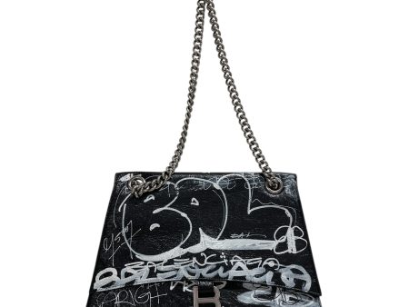 BALENCIAGA Clutch Bag All Over Print Leather BLK graffiti with chains Hot on Sale