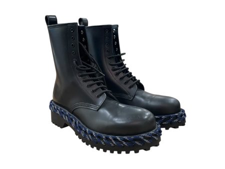 BALENCIAGA Lace Up Boots EU 39 Leather BLK Rope Combat For Discount