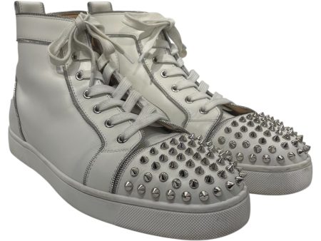 Christian Louboutin Hi-Sneakers EU 43 Leather WHT SILVER ZIPPER OUTLINE Discount