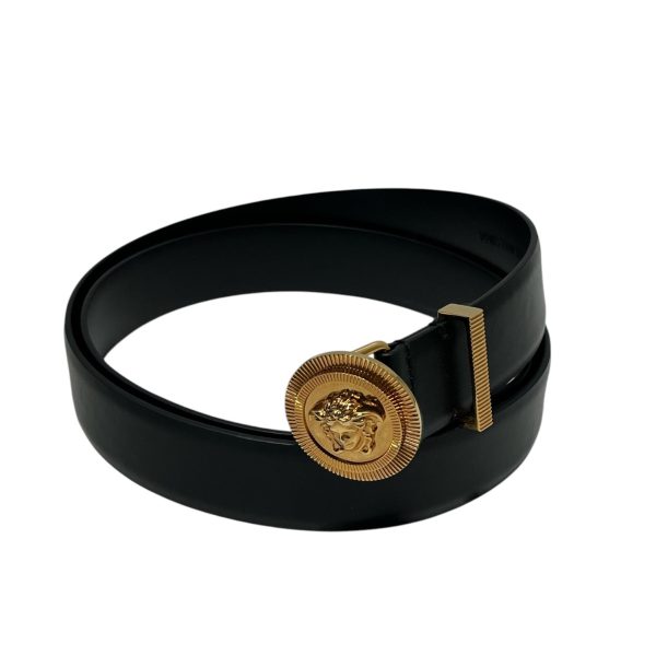 VERSACE Belt Leather BLK  For Cheap