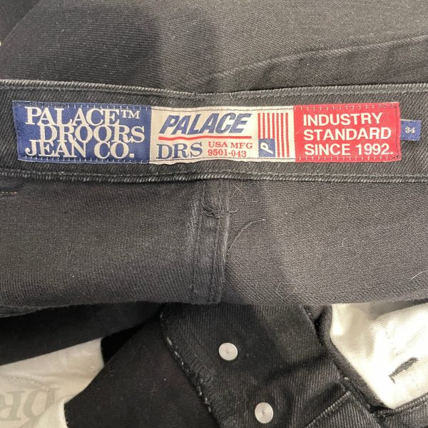 PALACE Straight Pants 34 Cotton BLK DROORS JEANS Supply