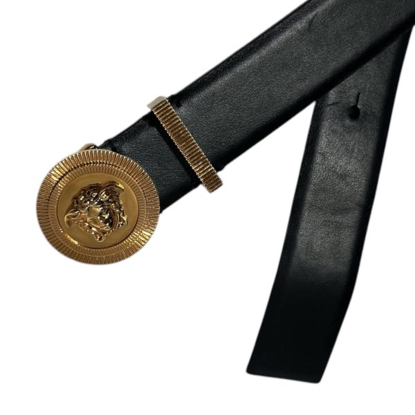 VERSACE Belt Leather BLK  For Cheap