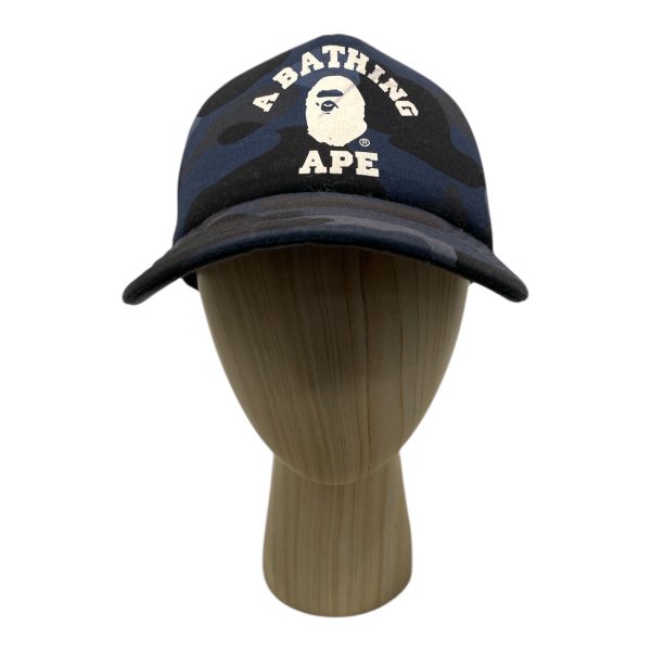 A BATHING APE Cap OS Camouflage Polyester NVY Navy Camo College Cap Sale