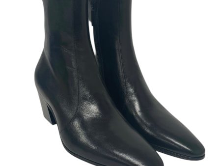 SAINT LAURENT Boots EU 40 Leather BLK NI 669177 VASSILI HEEL BOOT on Sale