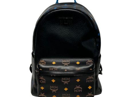 MCM Backpack Monogram Leather BLK  For Cheap