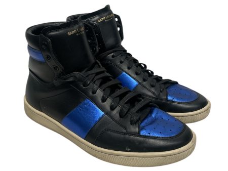 SAINT LAURENT Hi-Sneakers EU 39.5 Leather BLK High Black Blue DM 345416 Sale