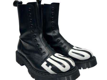 VETEMENTS Boots EU 41 Leather BLK LACELESSBOOTS,(F***,OFF) For Discount