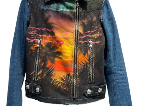 BALMAIN Denim Jkt 38 Denim MLT Painted Denim Jacket Supply