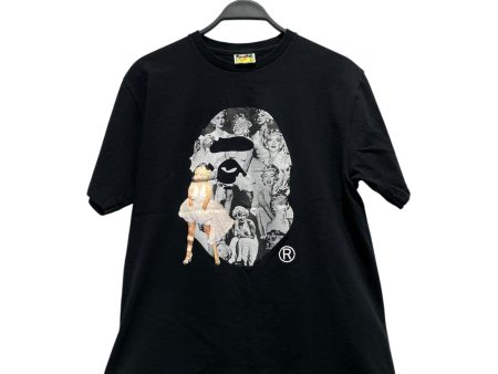 A BATHING APE T-Shirt L Cotton BLK Graphic Big Head Marilyn Monroe Fashion