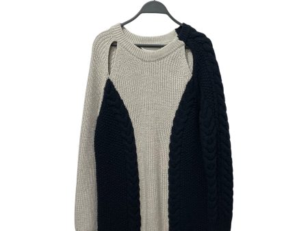 3.1 phillip lim Heavy Sweater M Cotton WHT NAVY SIDES   OPEN COLLAR Sale