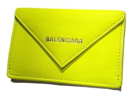 BALENCIAGA Trifold Wallet Leather YEL neon papier mini wallet Discount