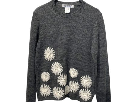 COMME des GARCONS Sweater S Floral Pattern Wool GRY  For Sale