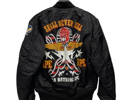 A BATHING APE THE REAL McCOY S Flight Jkt S Nylon BLK Graphic MA-1 Flight Jacket Online Sale