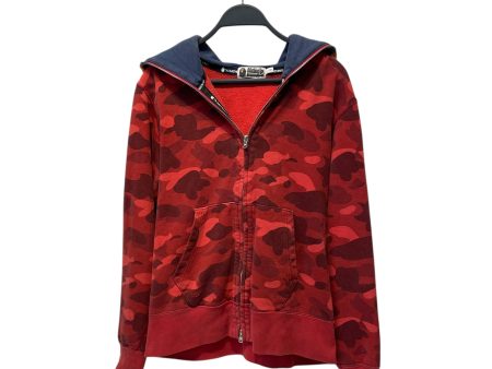 A BATHING APE Zip Up Hoodie S Camouflage Cotton RED  For Discount