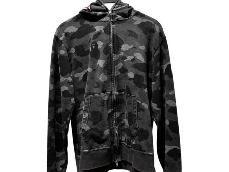 A BATHING APE Zip Up Hoodie L All Over Print Cotton GRY  Supply