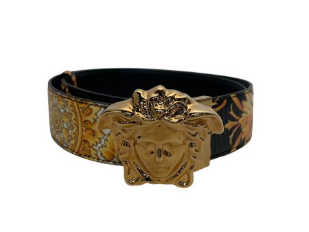 VERSACE Belt All Over Print Leather YEL  For Discount