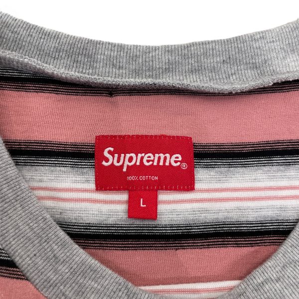 Supreme T-Shirt L Cotton PNK Stripe  Online Sale