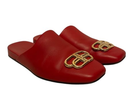 BALENCIAGA Sandals EU 38.5 Leather RED Balenciaga Mule Discount