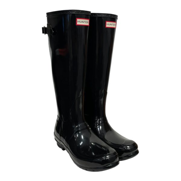 HUNTER Rain Boots US 8 BLK TALL GLOSS Fashion