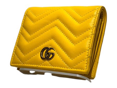 GUCCI Bifold Wallet Leather YEL Chevron Wallet Online