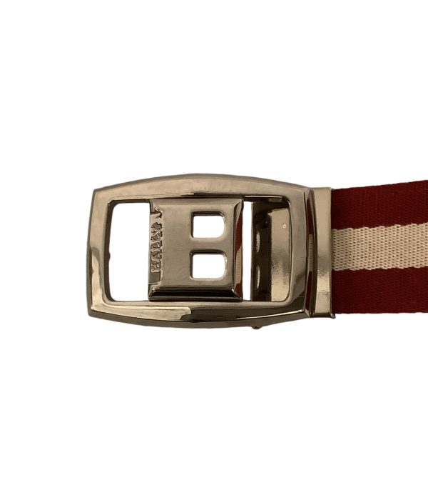 BALLY Belt OS Stripe Leather RED  Discount