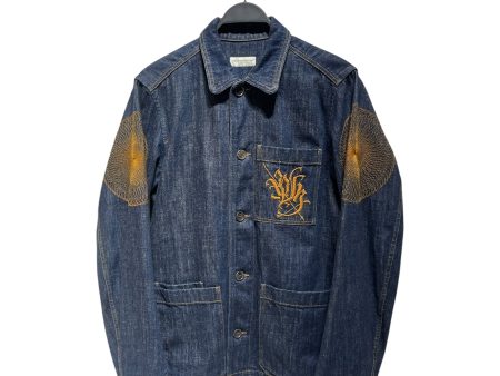 DRIES VAN NOTEN Denim Jkt 46 Denim NVY Graphic EMBROIDERED SCRIPT on Sale