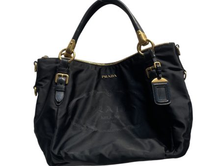 PRADA Boston Bag M Nylon BLK Nylon handbag Online Sale