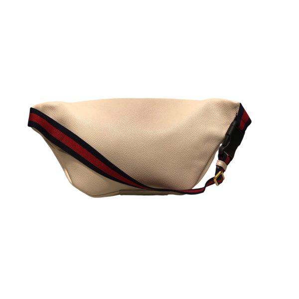 GUCCI Fanny Pack Graphic Leather WHT Black Gucci Logo Fanny Pack Discount