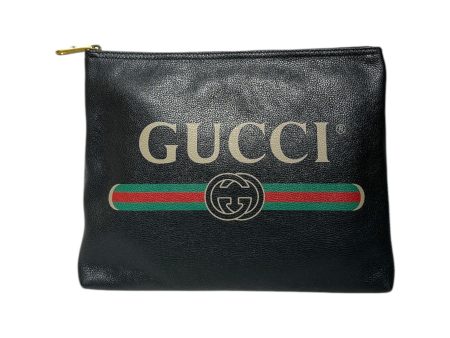 GUCCI Pouch Leather BLK INTERLOCKING GG Fashion