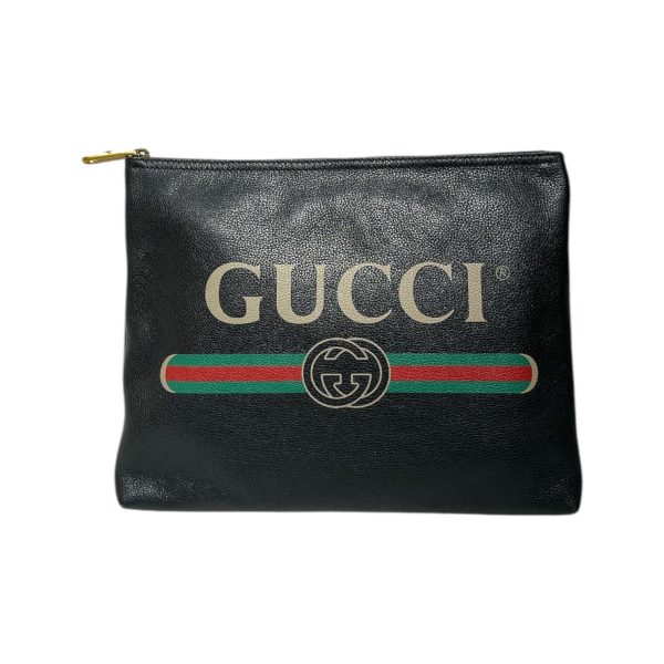 GUCCI Pouch Leather BLK INTERLOCKING GG Fashion