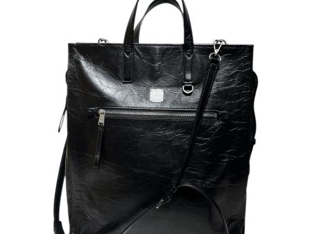 MCM Tote Bag Leather BLK KLASSIK CRUSHED LEATHER TOTE For Discount