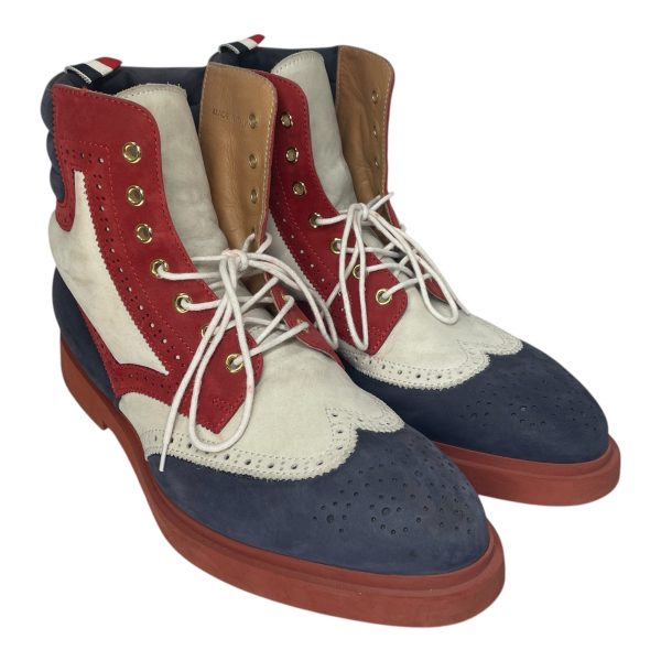 THOM BROWNE. NEW YORK Shoes US 8 Suede MLT STOW COUNTRY BOOTS RED WHT BLU Online Sale