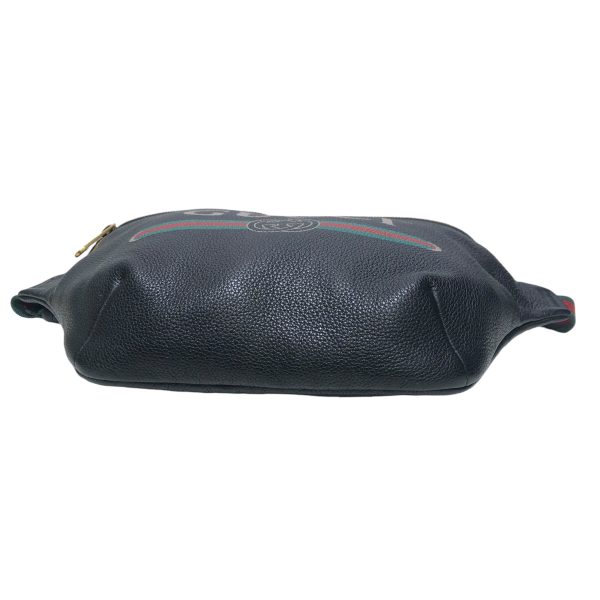 GUCCI Fanny Pack Graphic Leather BLK Black Gucci Logo Fanny Pack Fashion