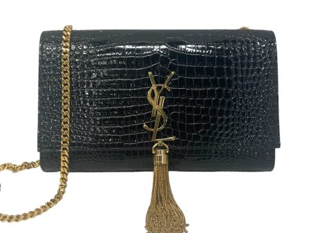 YVES SAINT LAURENT Cross Body Bag S Animal Pattern Leather BLK Kate Monogram For Cheap