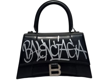 BALENCIAGA Cross Body Bag Graphic Leather BLK Shiny Box Hourglass Graffiti Online Sale