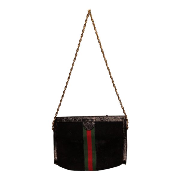 GUCCI Clutch Bag Stripe Suede BLK OPHIDIA CHAIN Online Sale