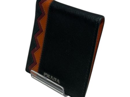 PRADA Bifold Wallet Leather BLK  For Cheap