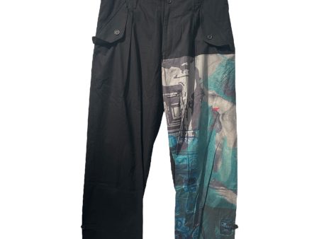 BLACK Scandal Yohji Yamamoto Straight Pants 3 Black Cotton HR-P77-878 For Sale