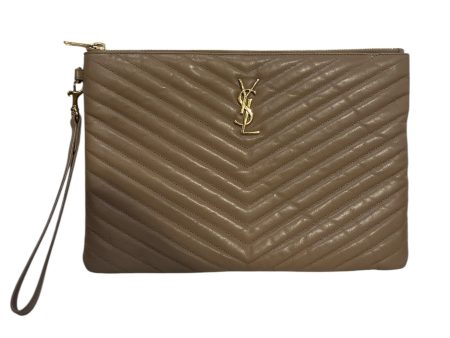 YVES SAINT LAURENT Pouch Leather CRM  Discount