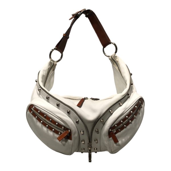 VERSACE Bag Leather WHT studded WHT & BRN hobo bag Fashion