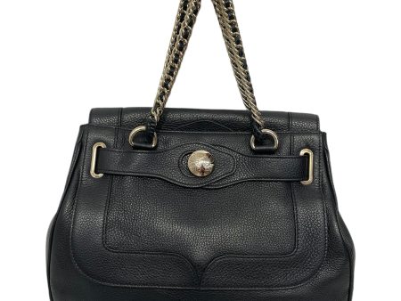 VERSACE Hand Bag Leather BLK Gold Medusa head Fashion