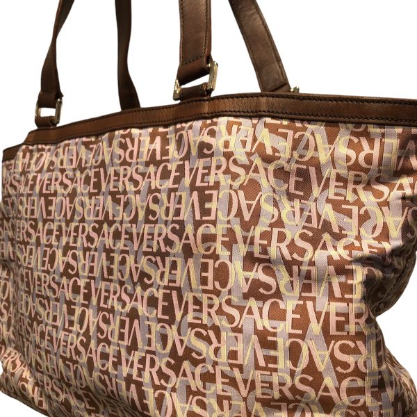 VERSACE Bag Monogram PNK BROWN PINK ALL OVER LOGO PRINT Fashion