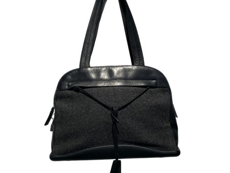 PRADA Hand Bag Leather BLK WOOL HANDBAG Sale